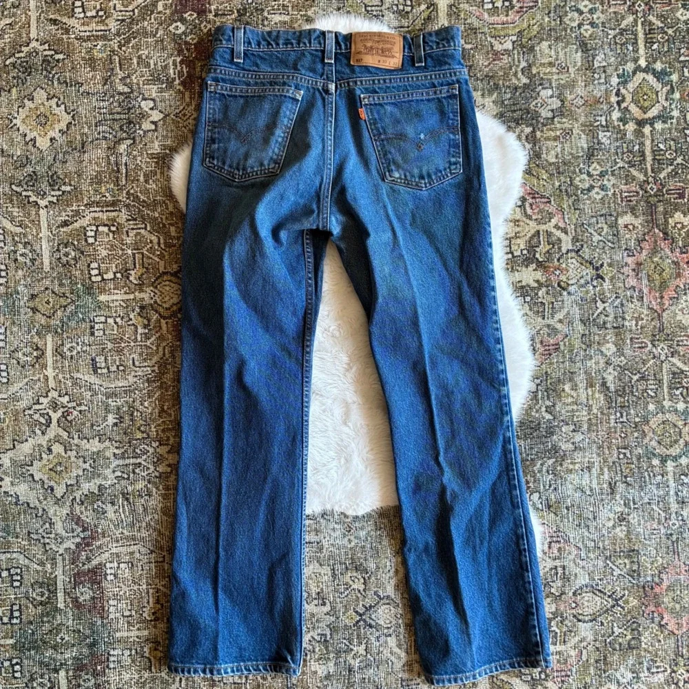 Vintage Levi 517 Mens Orange Tab Bootcut Jeans Blue Denim 33x32 1980s 517-0217